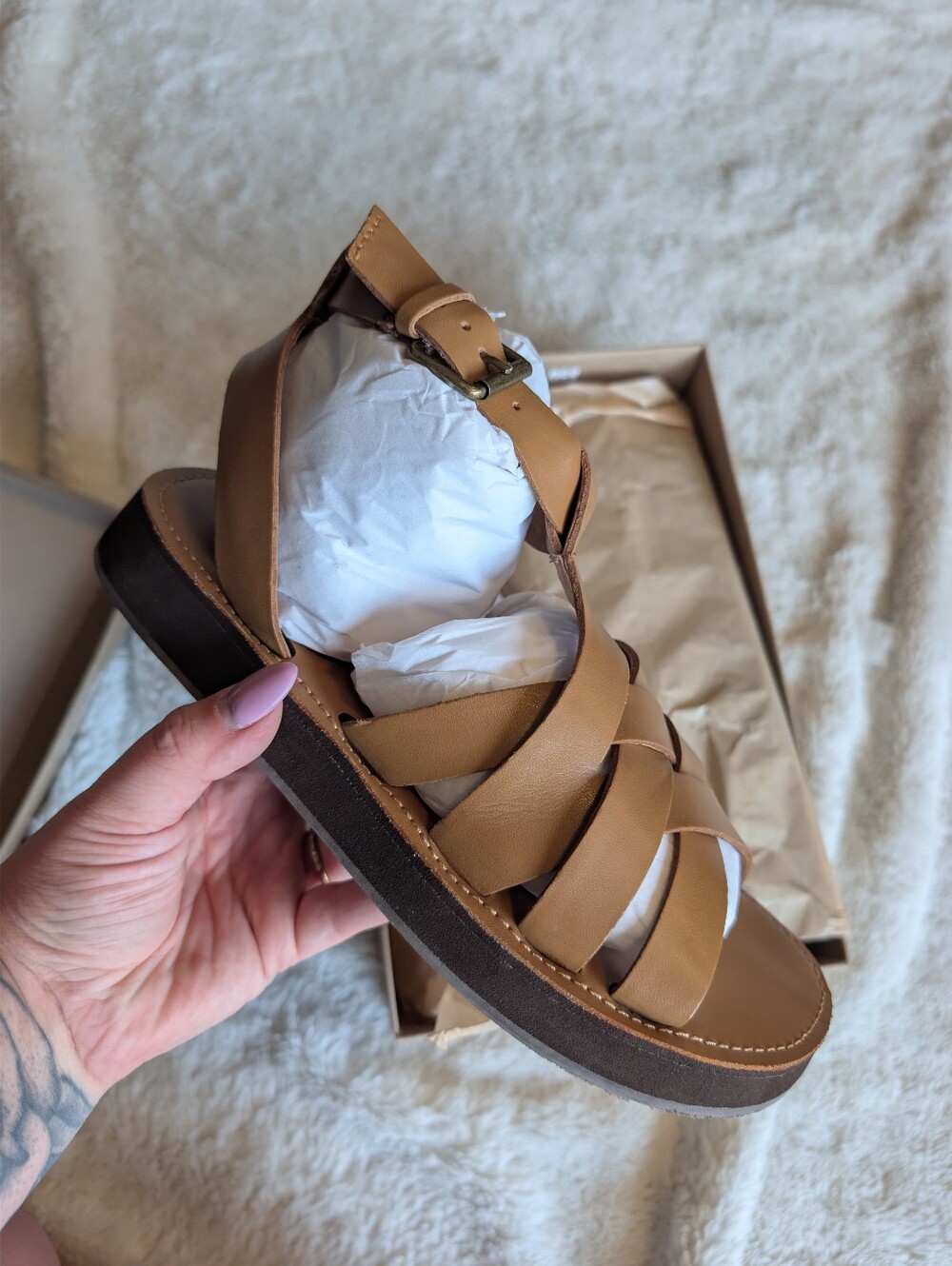 Madewell Tan Strappy Slide Sandal